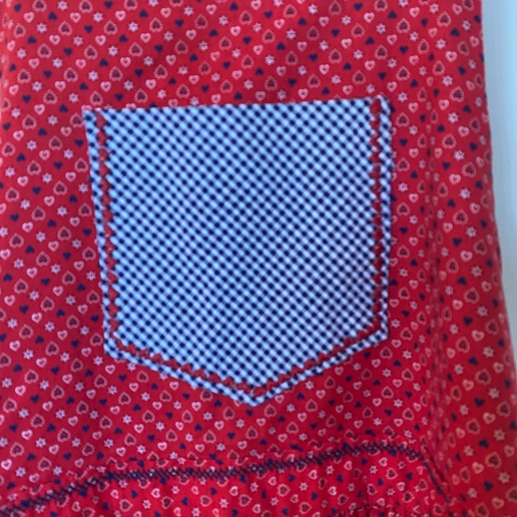 Handmade Red Cotton Gingham 3-Pocket Halter Apron Retro Kitchen OS - Picture 6 of 16